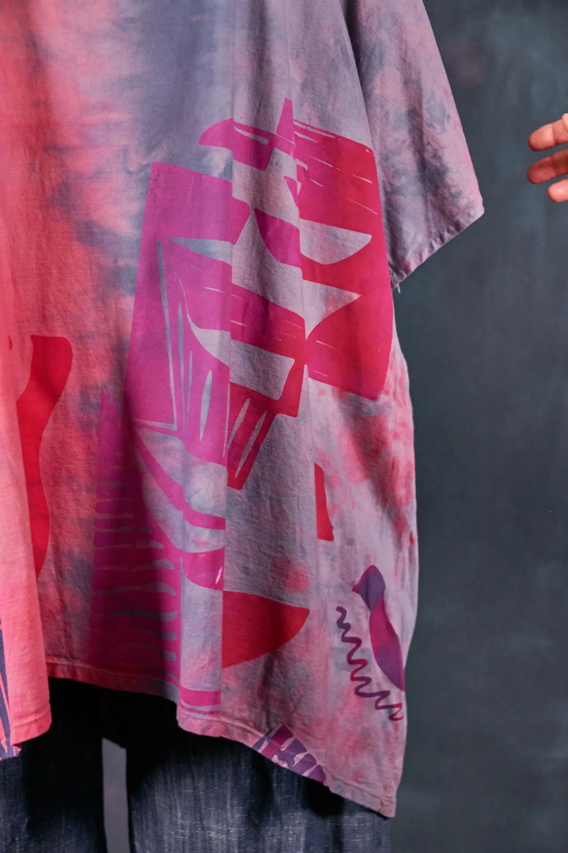 1255HD Art Tunic-Pink Guava Lavender Grey-Modern Abstract-P