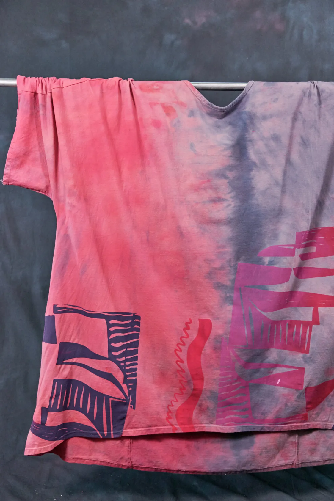 1255HD Art Tunic-Pink Guava Lavender Grey-Modern Abstract-P