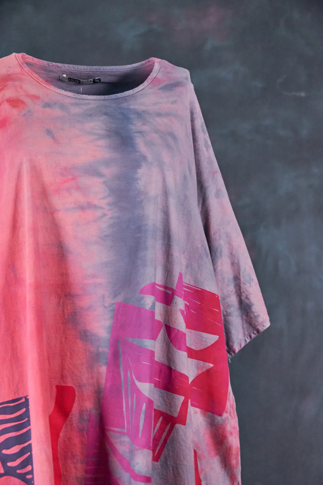 1255HD Art Tunic-Pink Guava Lavender Grey-Modern Abstract-P