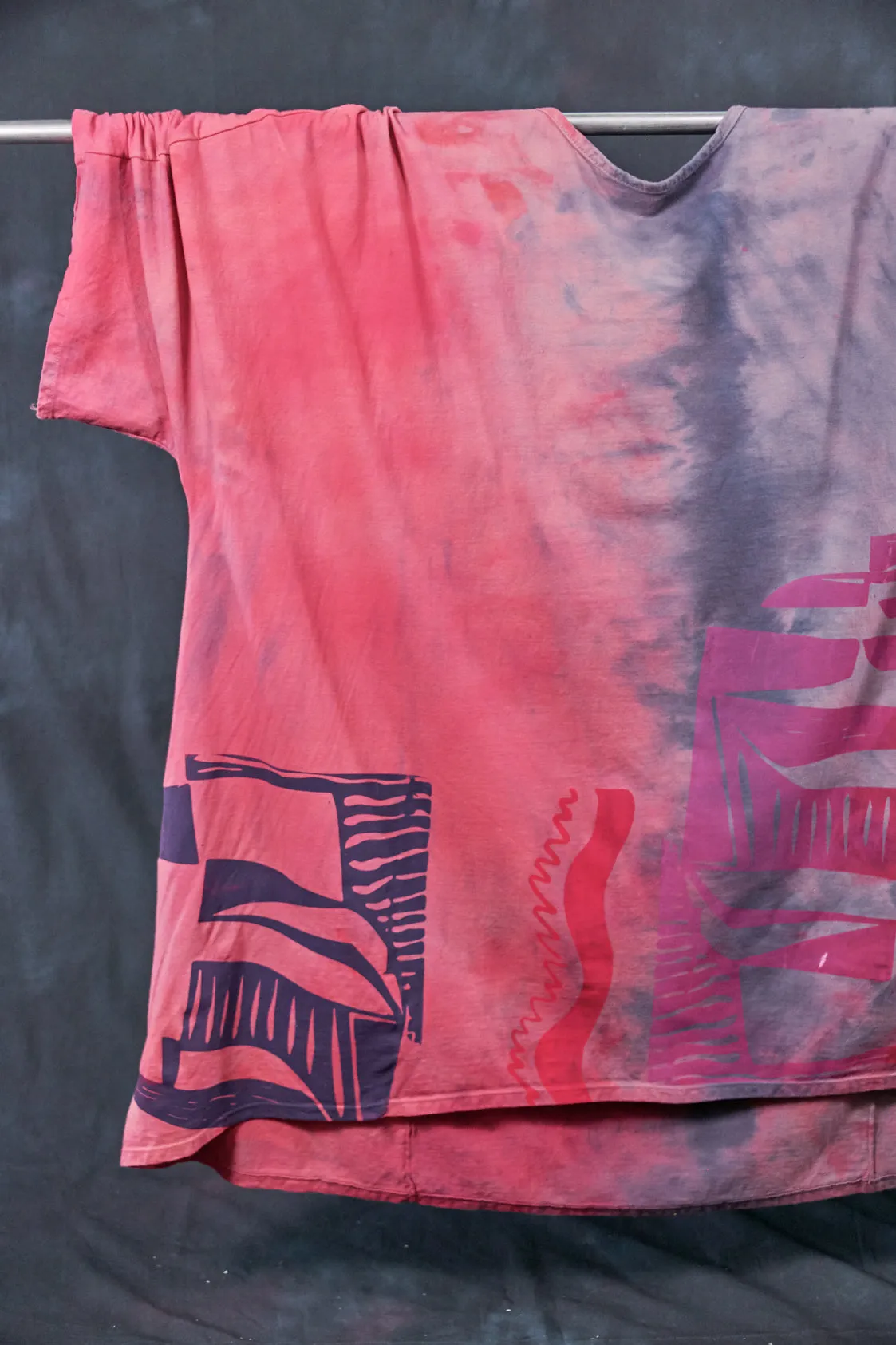 1255HD Art Tunic-Pink Guava Lavender Grey-Modern Abstract-P