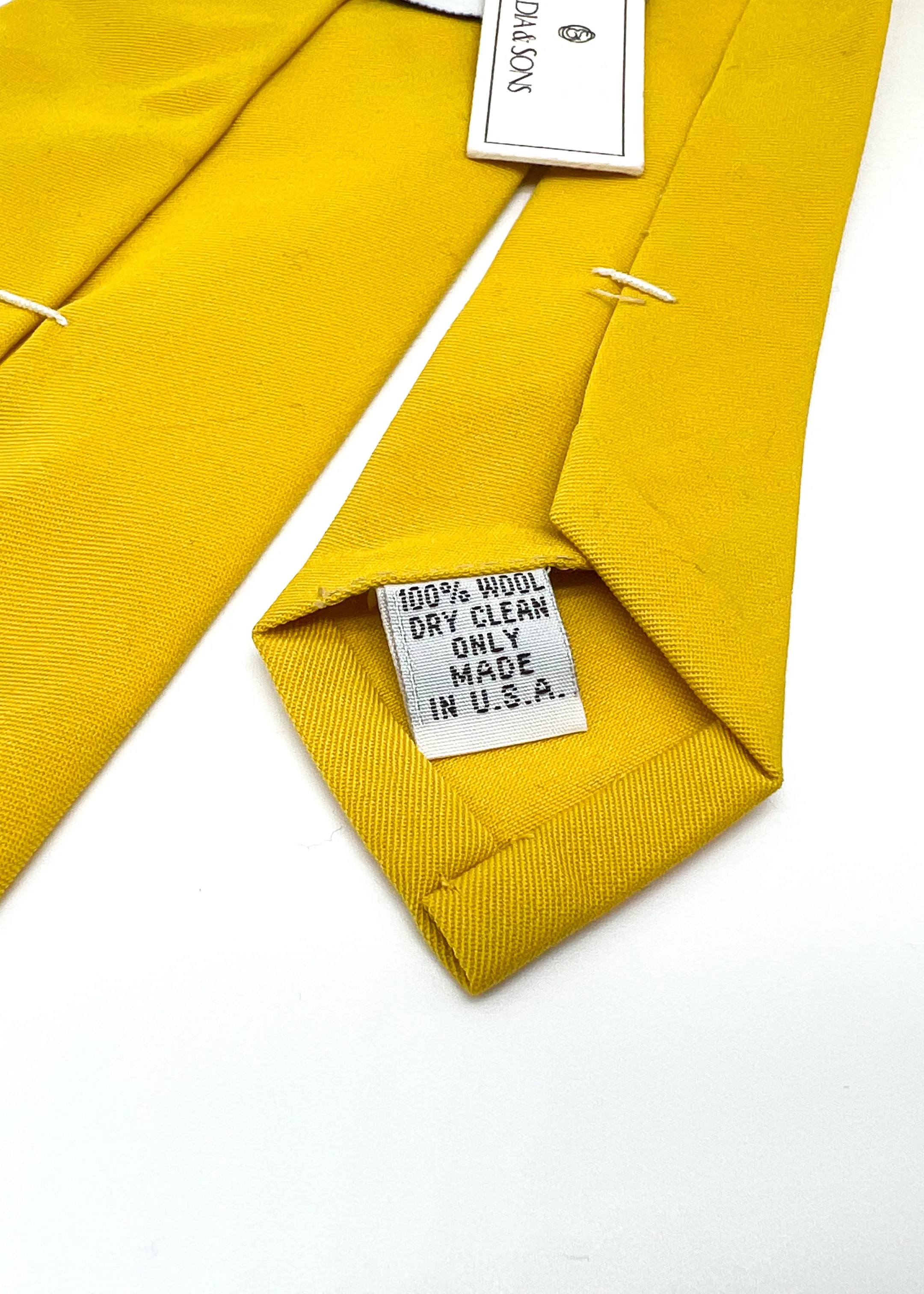 $165 OVADIA & SONS - PURE WOOL Yellow Woven Solid - Tie