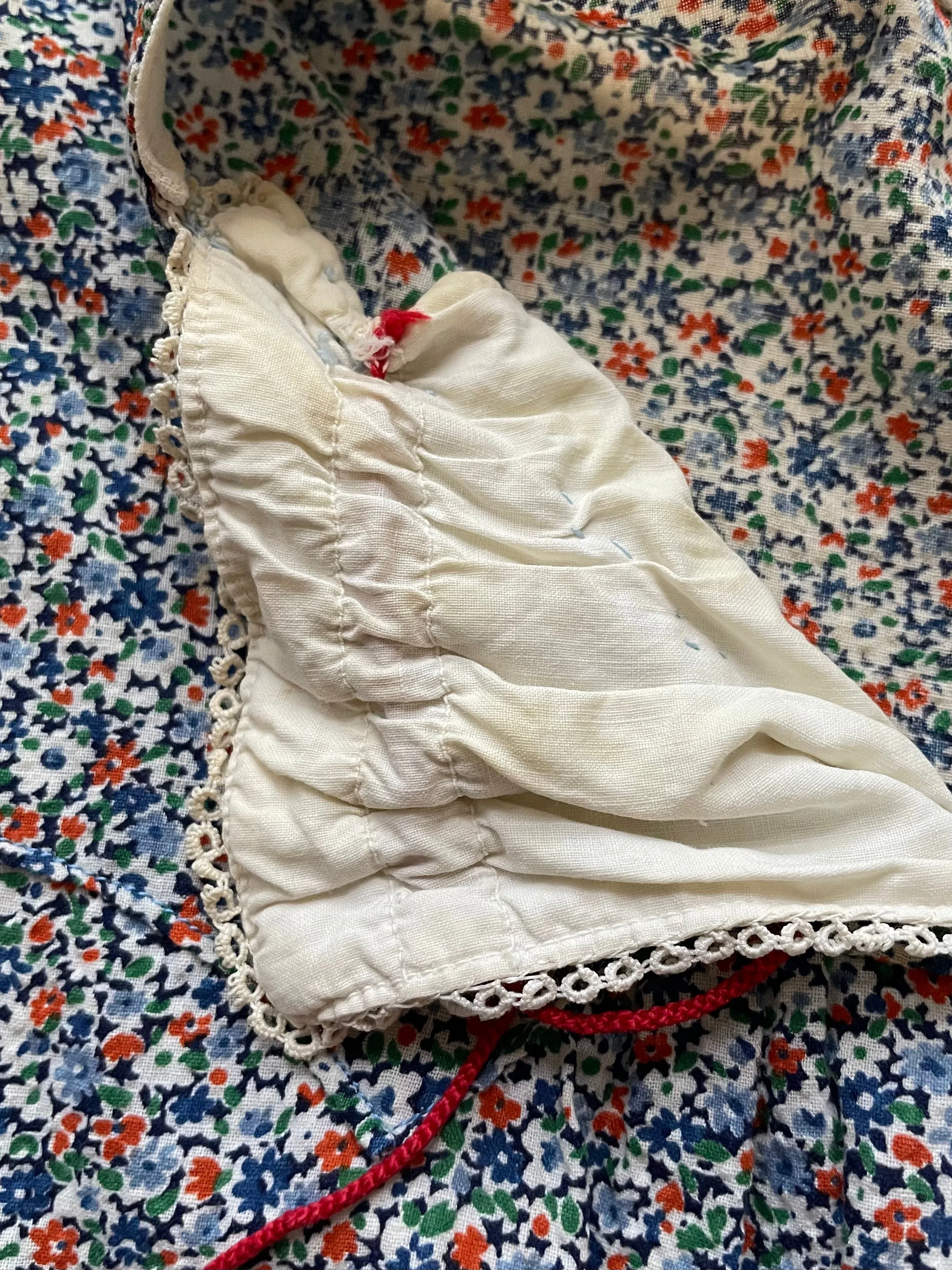 1930s Floral Puff Sleeve Micro Floral Folk Day Dress