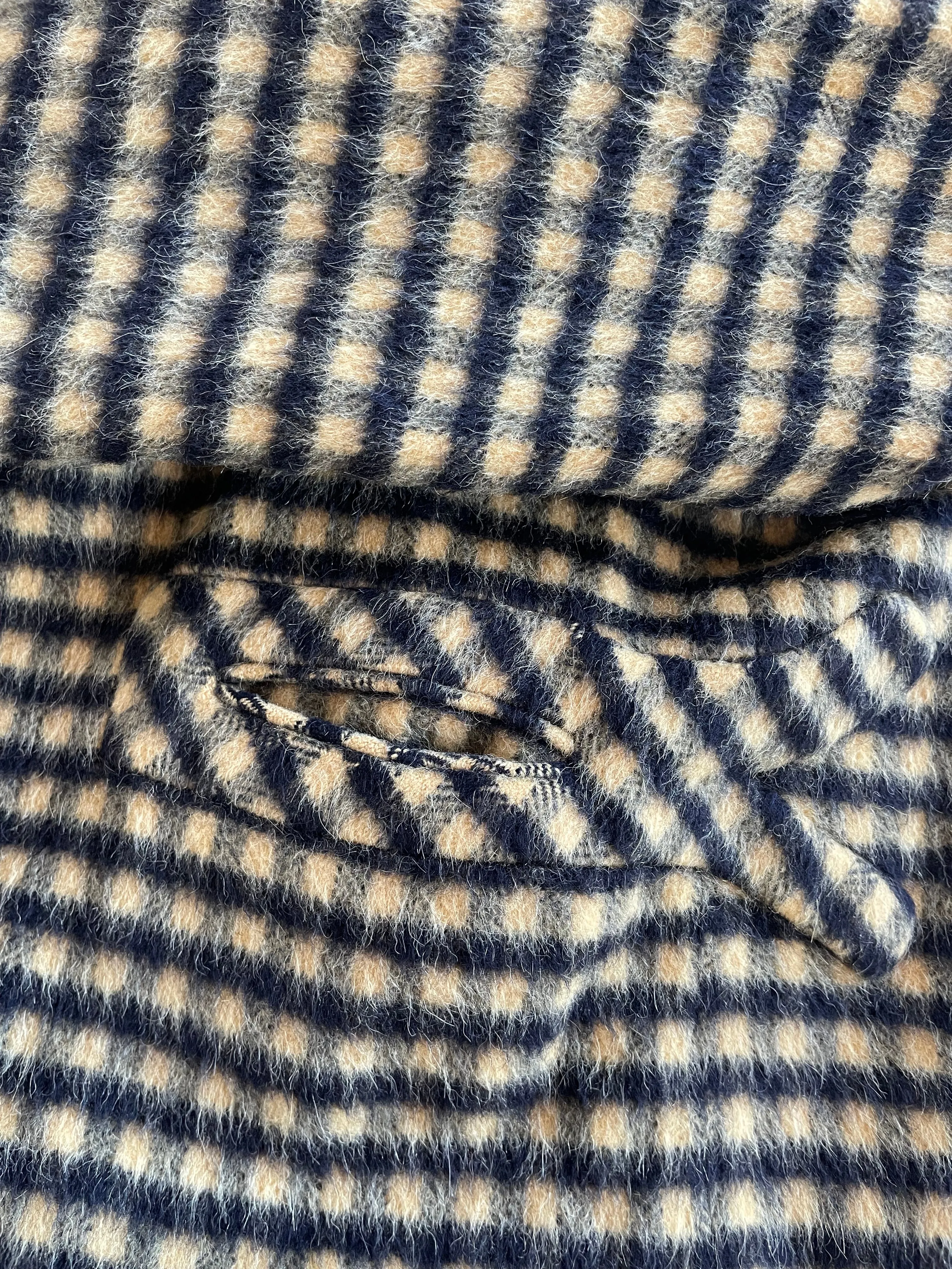 1940s Wool Mohair Gingham Bell Sleeve Swing Coat