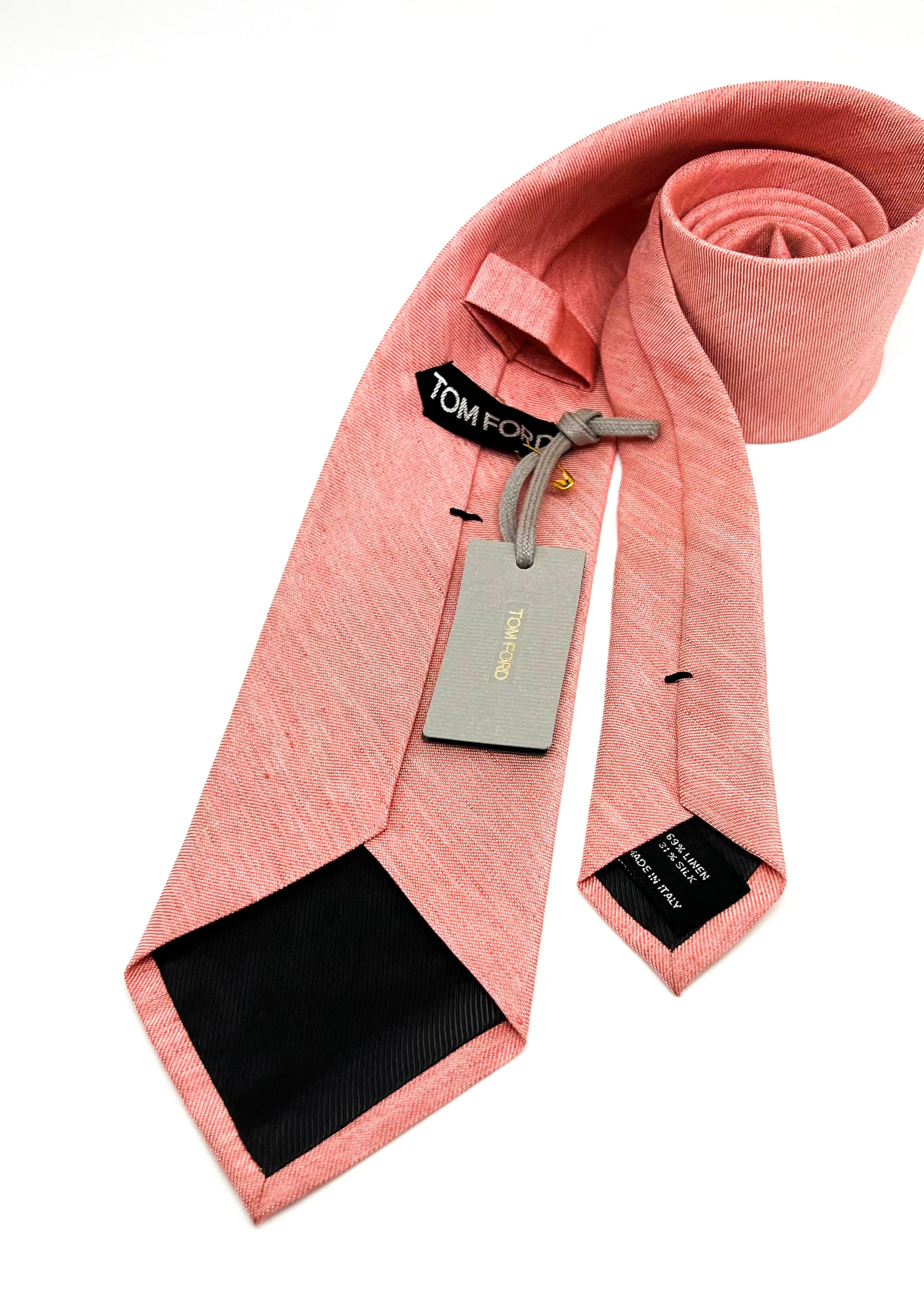 $235 TOM FORD - LINEN / Silk Blend Salmon Pink 3.25" - Tie
