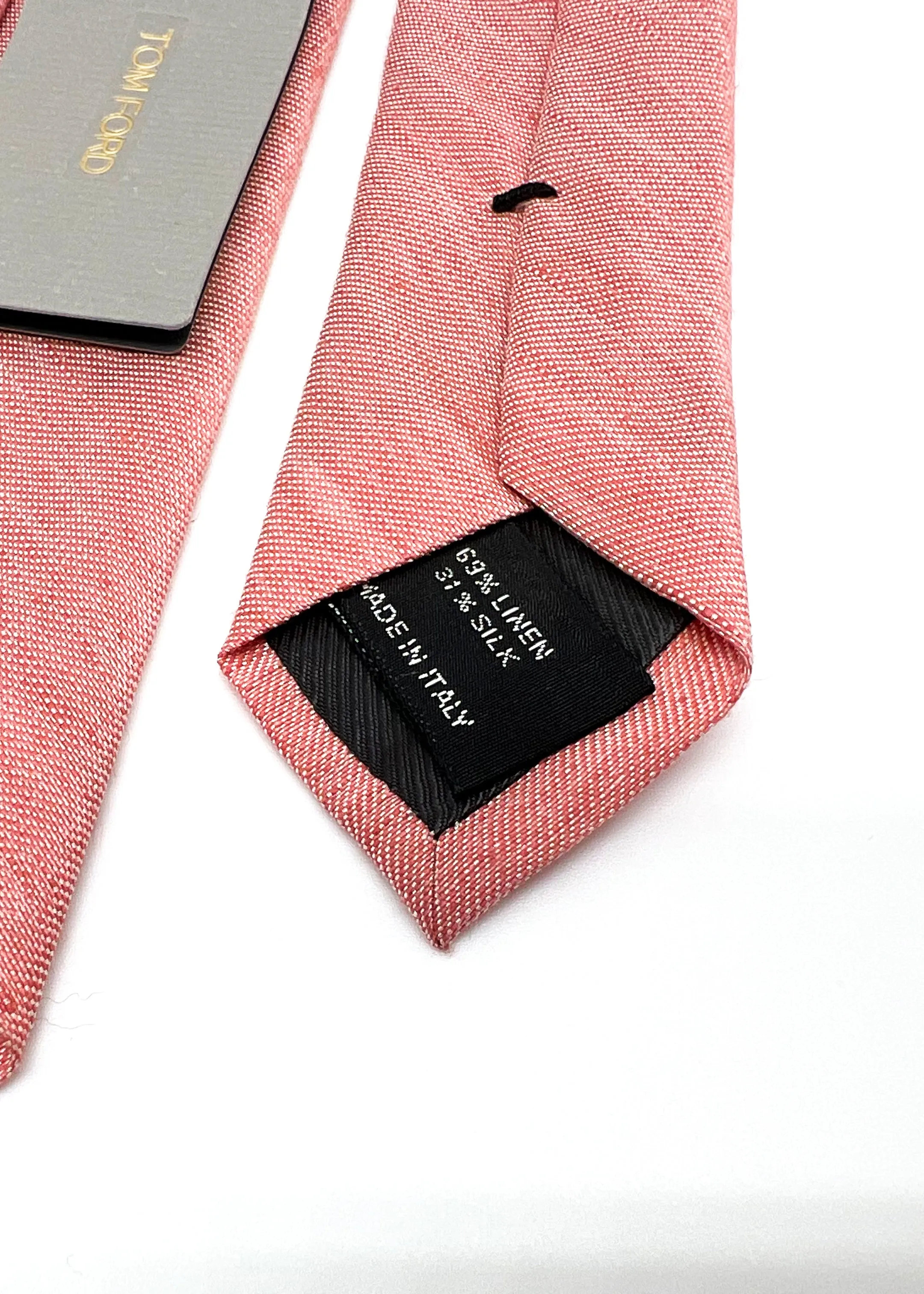 $235 TOM FORD - LINEN / Silk Blend Salmon Pink 3.25" - Tie