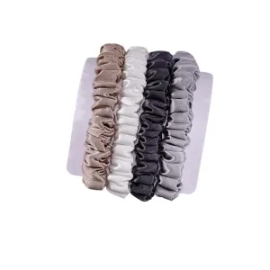 4 Pack Mini Silk Hair Ties - Neutral - dropshipping
