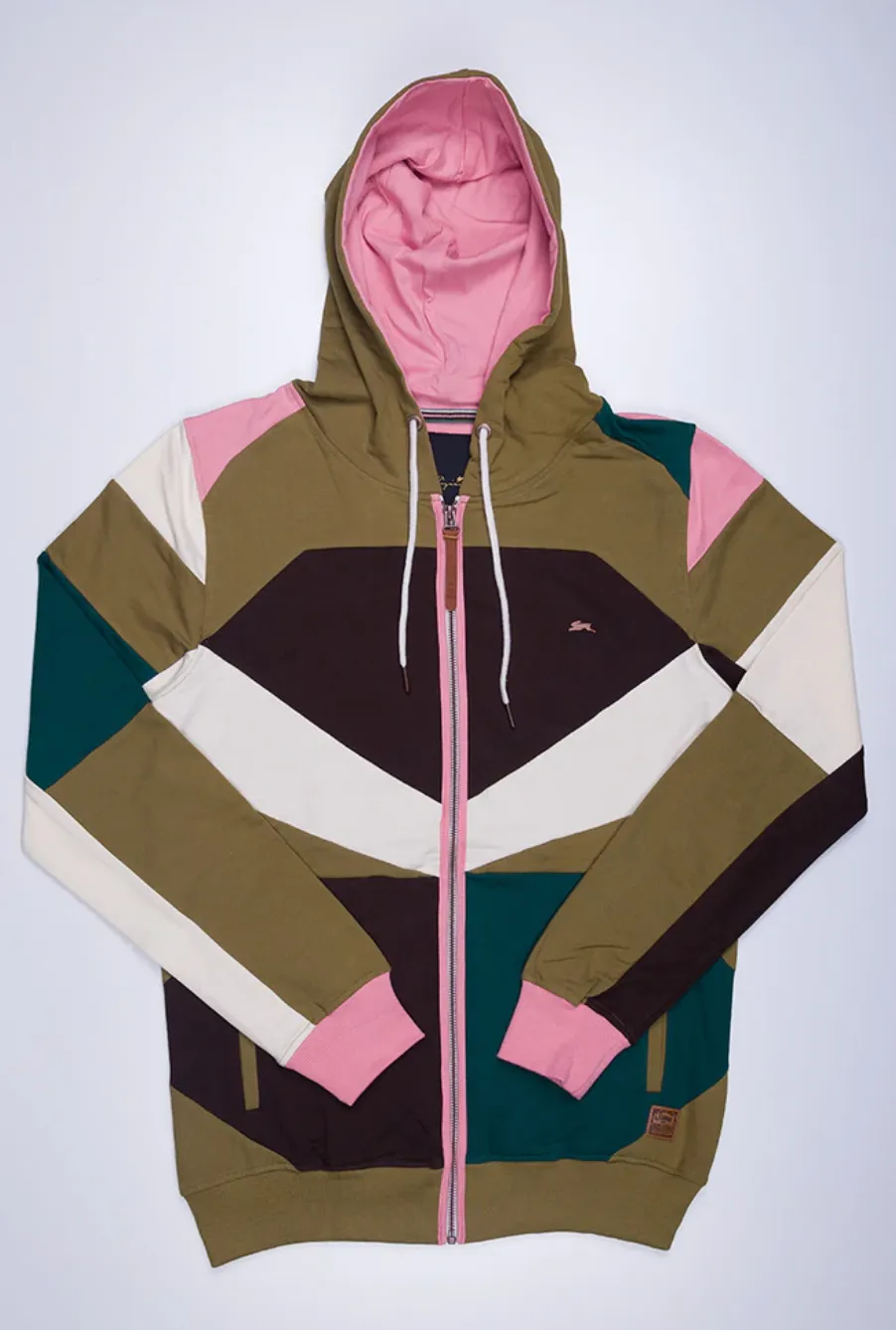 A Tiziano Barclay | Men's Color Blocked French Terry Hoodie (PALM)