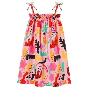Abstract Pink Stripe Dress - 1 Left Size 6-8 years