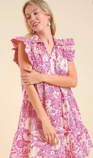 Abstract Print Babydoll Dress