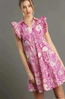 Abstract Print Babydoll Dress
