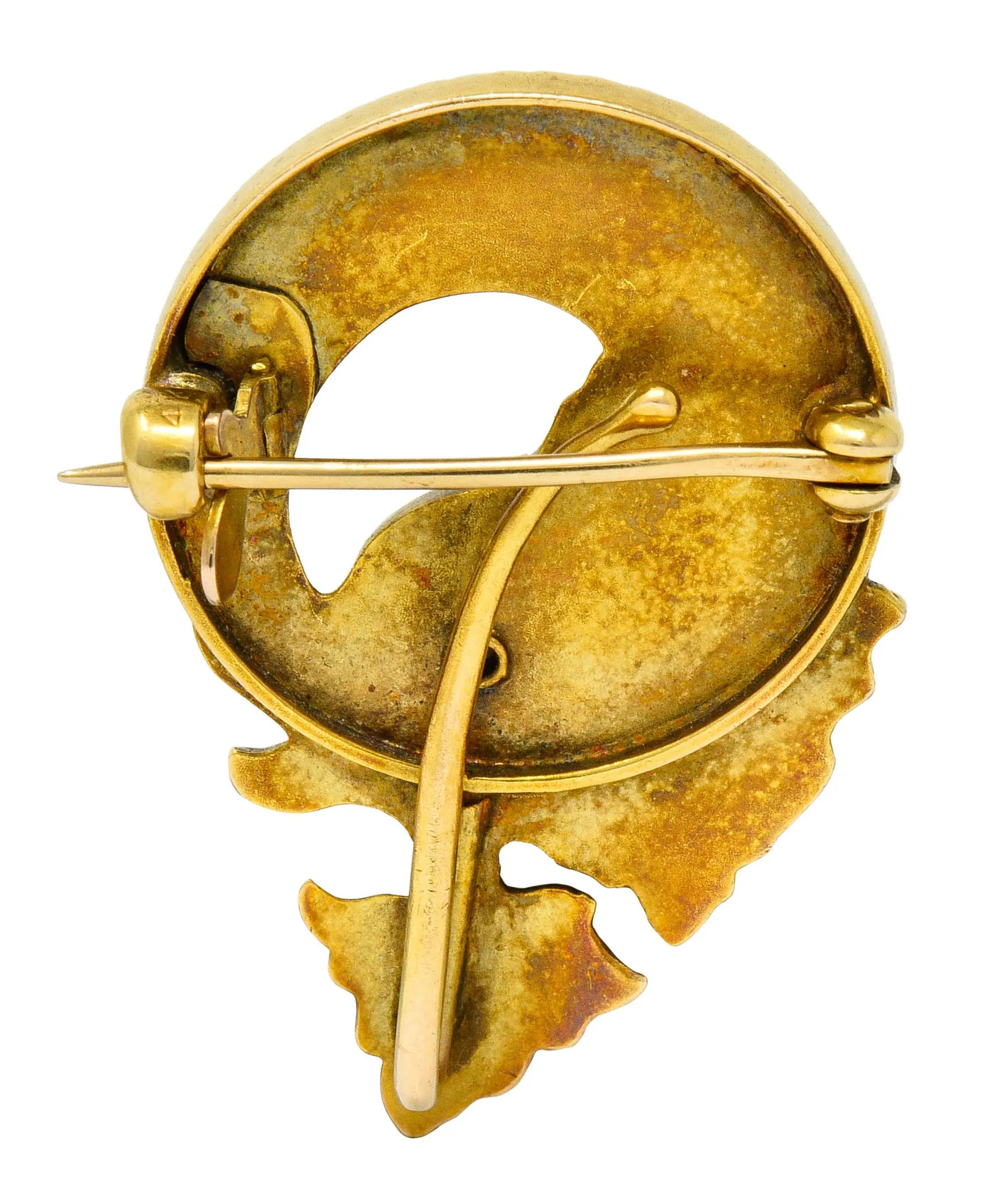 Art Nouveau Diamond 14 Karat Gold Sea Serpent Brooch