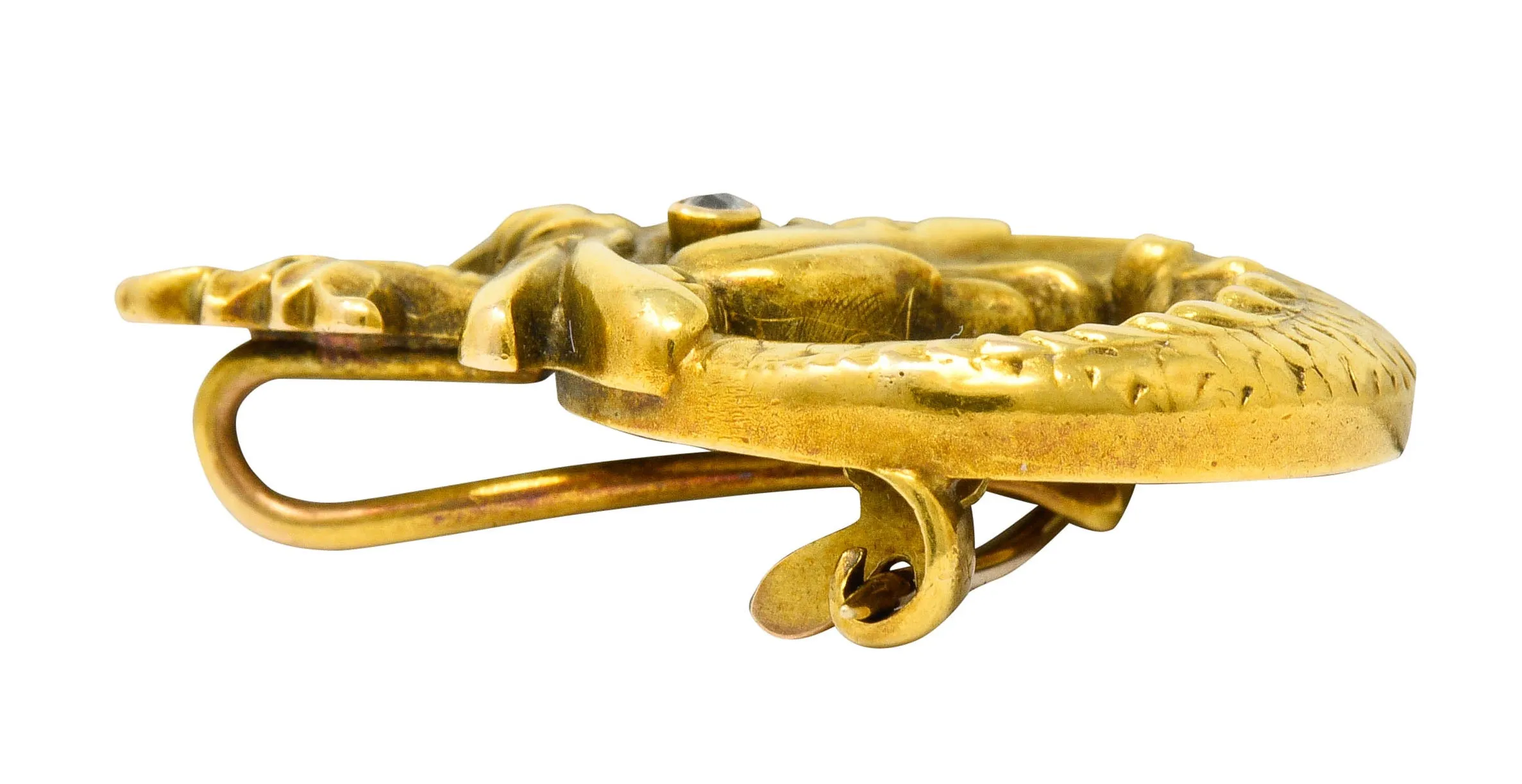 Art Nouveau Diamond 14 Karat Gold Sea Serpent Brooch