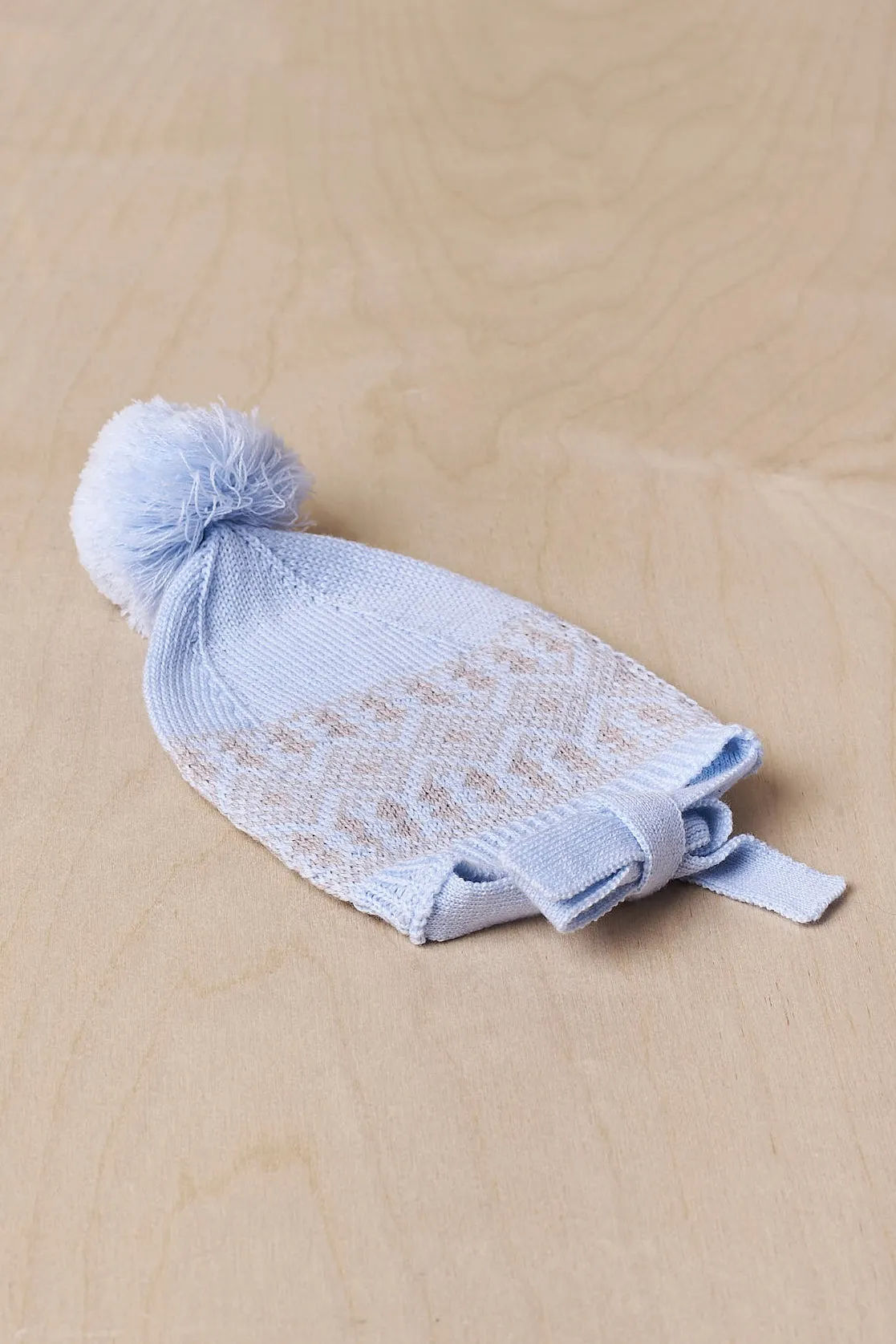 Baby Blue Merino Wool Pom Pom Hat