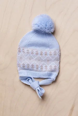Baby Blue Merino Wool Pom Pom Hat