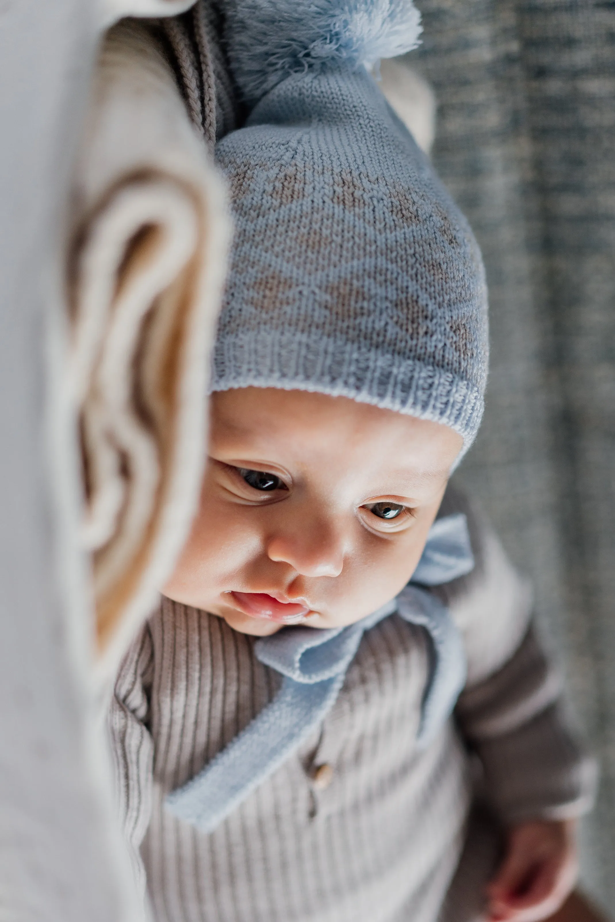 Baby Blue Merino Wool Pom Pom Hat