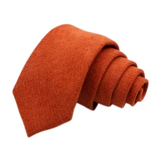Bea Rusty Burnt Orange Cotton Blend Skinny Tie