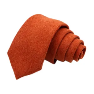 Bea Rusty Burnt Orange Cotton Blend Skinny Tie