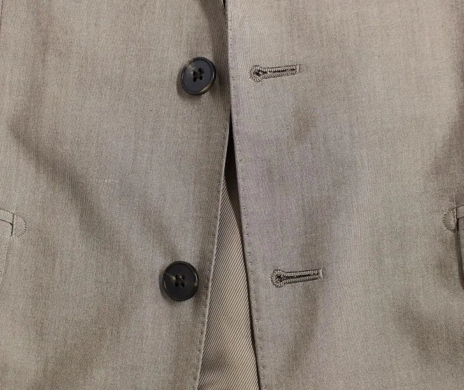 Beige Three Piece Cotton Silk MARTINI Suit