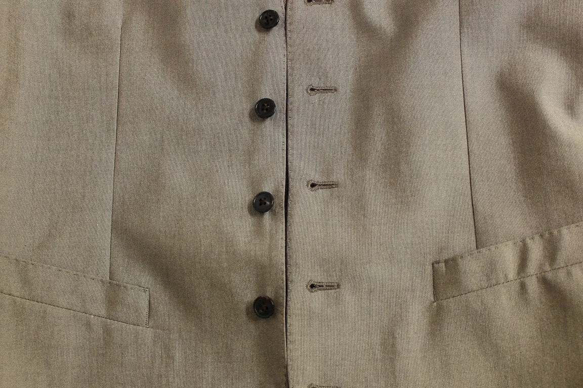 Beige Three Piece Cotton Silk MARTINI Suit