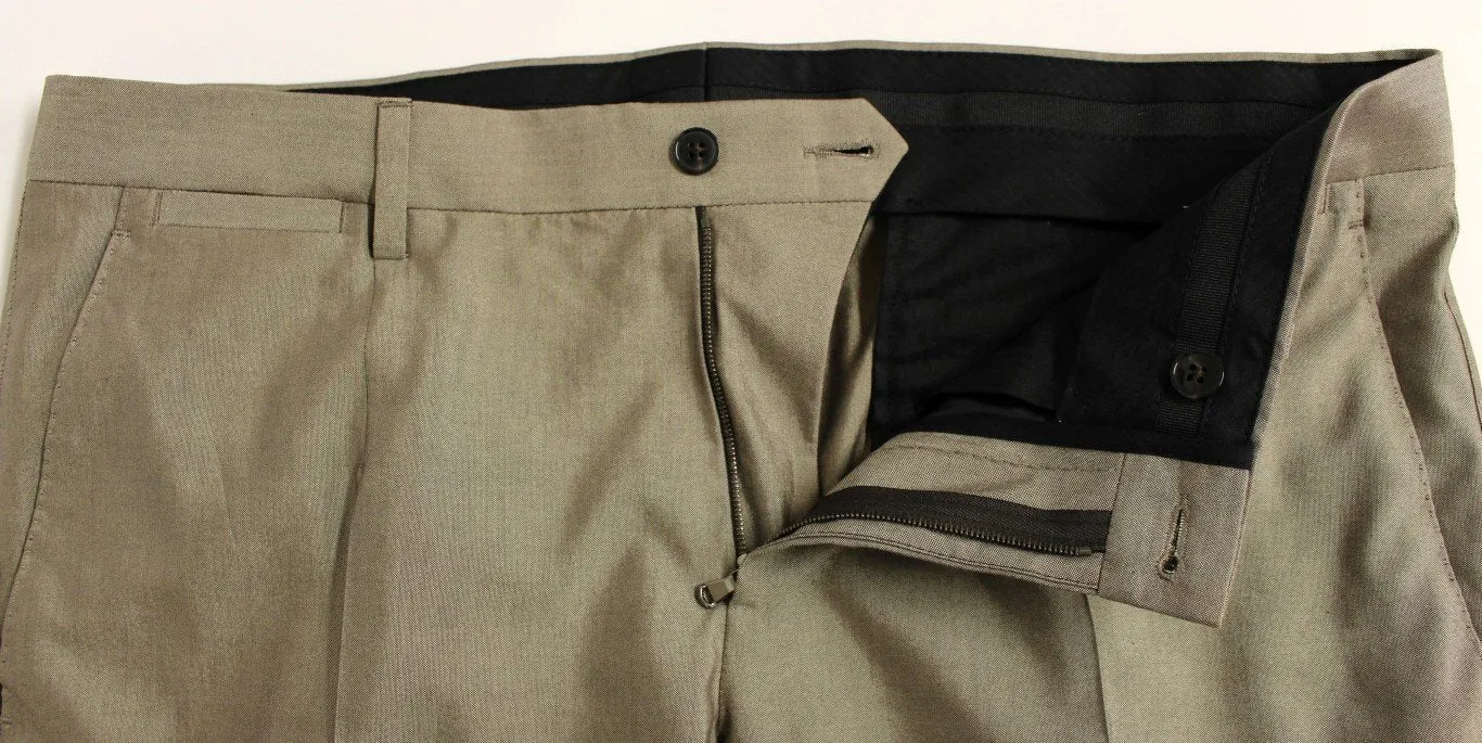 Beige Three Piece Cotton Silk MARTINI Suit
