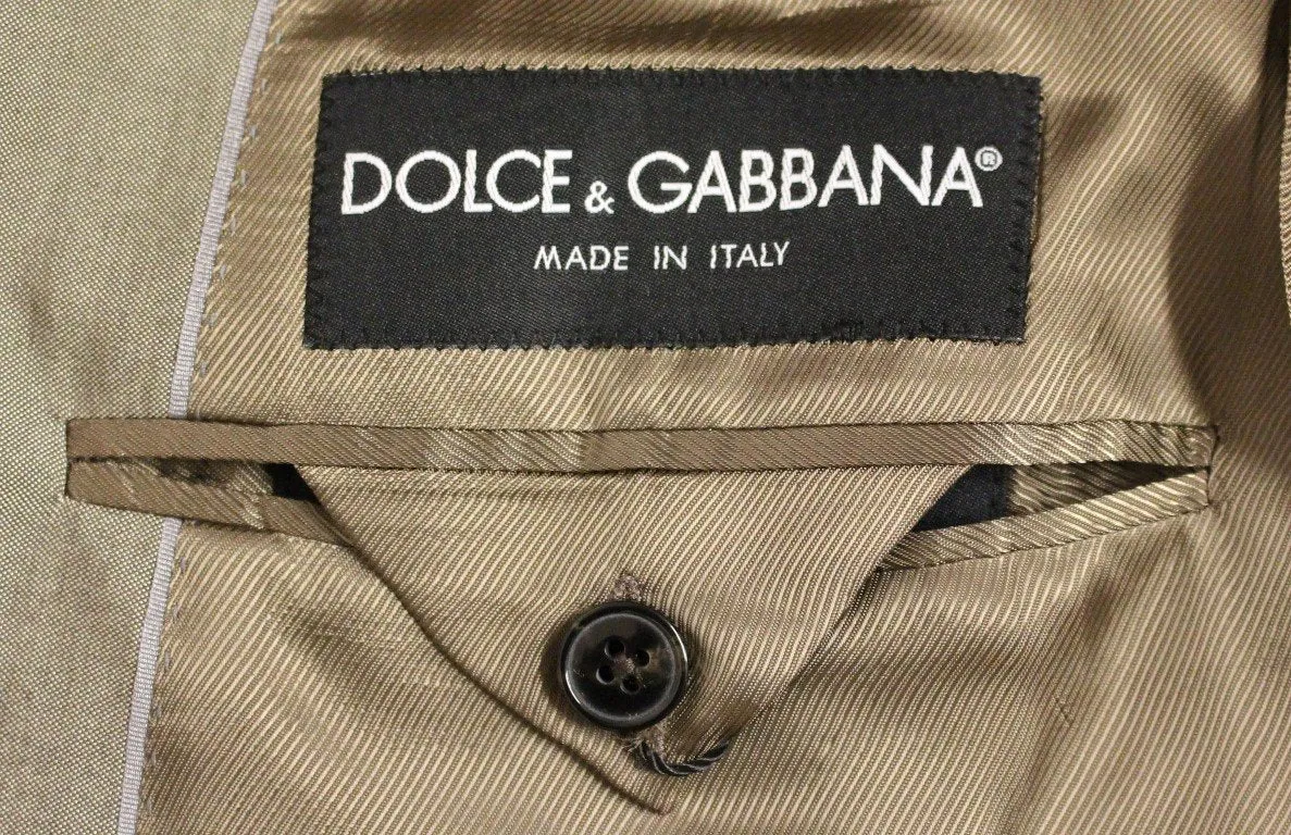 Beige Three Piece Cotton Silk MARTINI Suit