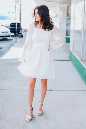 Bella Smocked Dotted Dress - White