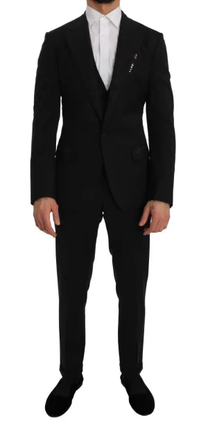 Black 3 Piece Slim Fit Blazer Vest Suit