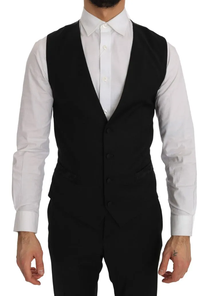 Black 3 Piece Slim Fit Blazer Vest Suit