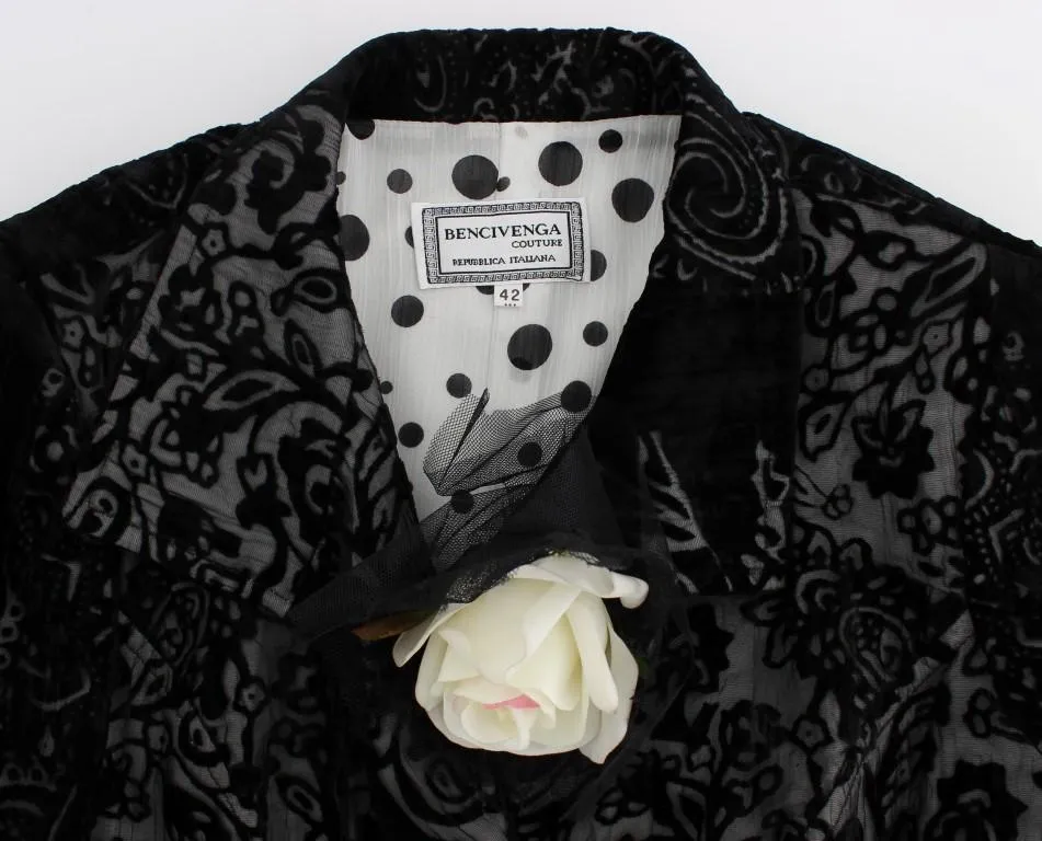 Black Floral Sheath Dress & Blazer Set