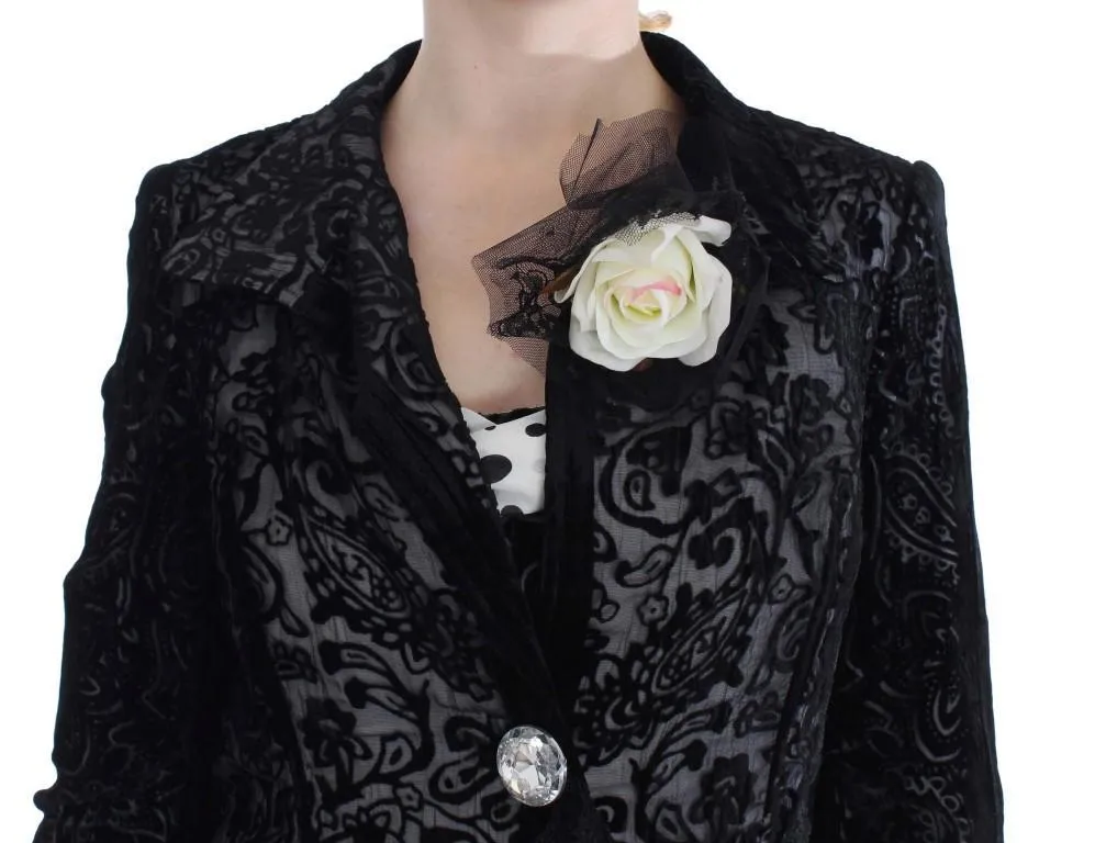 Black Floral Sheath Dress & Blazer Set