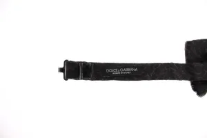 Black Gray Brown Silk Wool Paisley Bow Tie