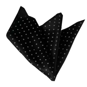 Black Gray Dots Pocket Square for Men - Premium Silk Handkerchiefs for Suits
