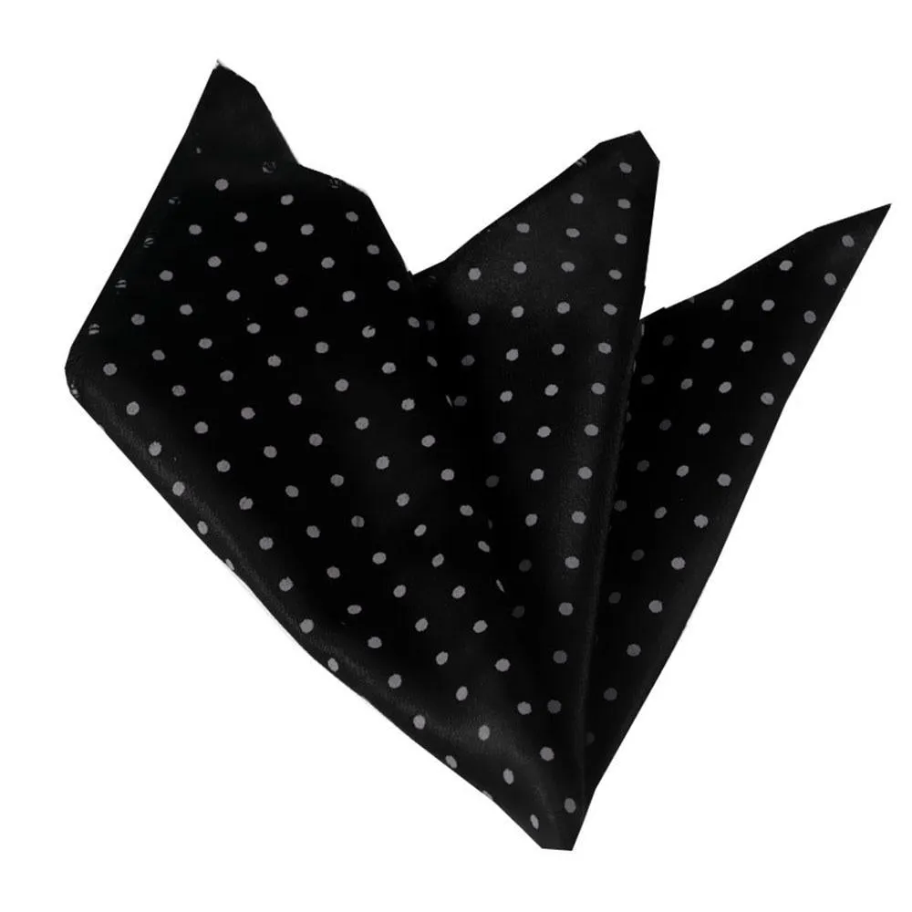 Black Gray Dots Pocket Square for Men - Premium Silk Handkerchiefs for Suits