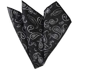 Black Metalic Paisley Pocket Square for Men - Premium Silk Handkerchiefs for Suits