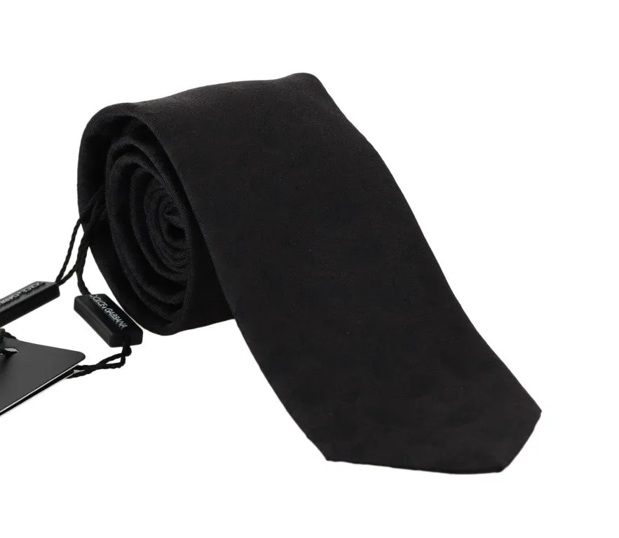 Black Silk Paisley Print Tie
