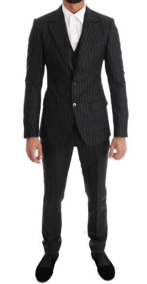 Black Striped 3 Piece Slim Fit Suit