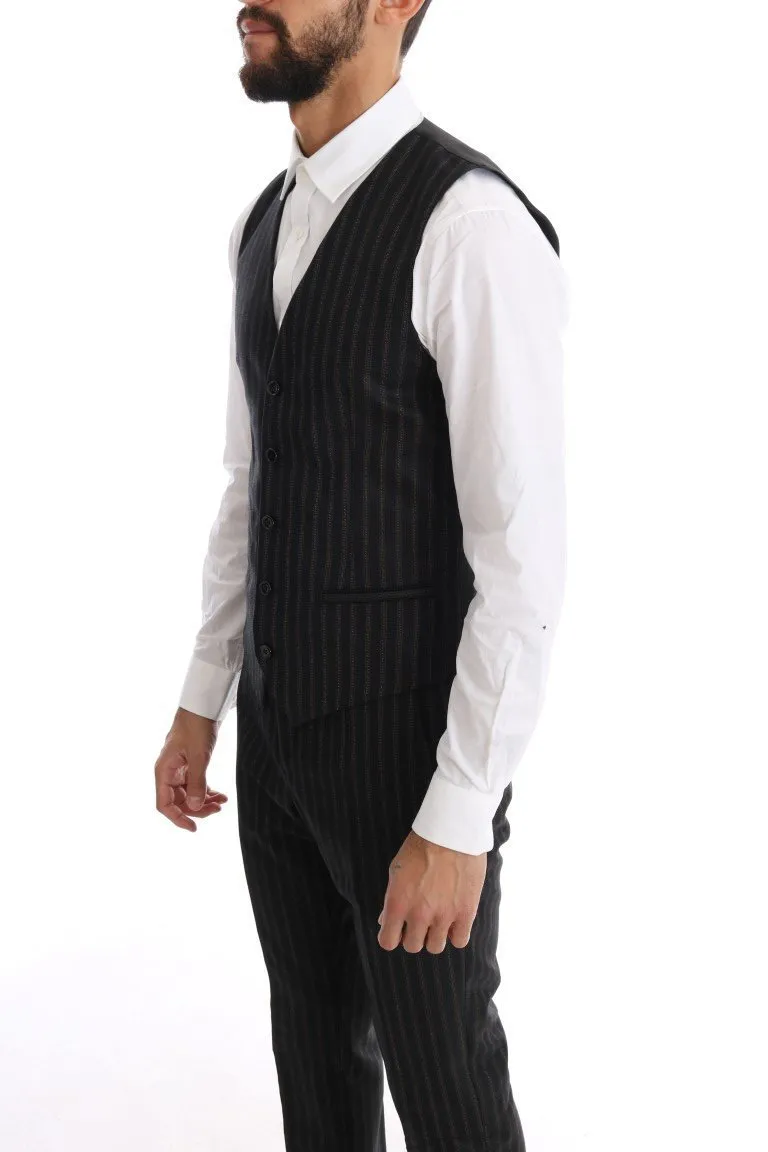Black Striped 3 Piece Slim Fit Suit