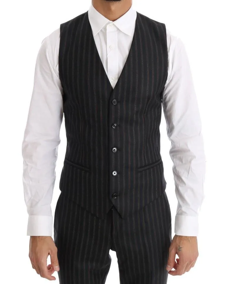 Black Striped 3 Piece Slim Fit Suit