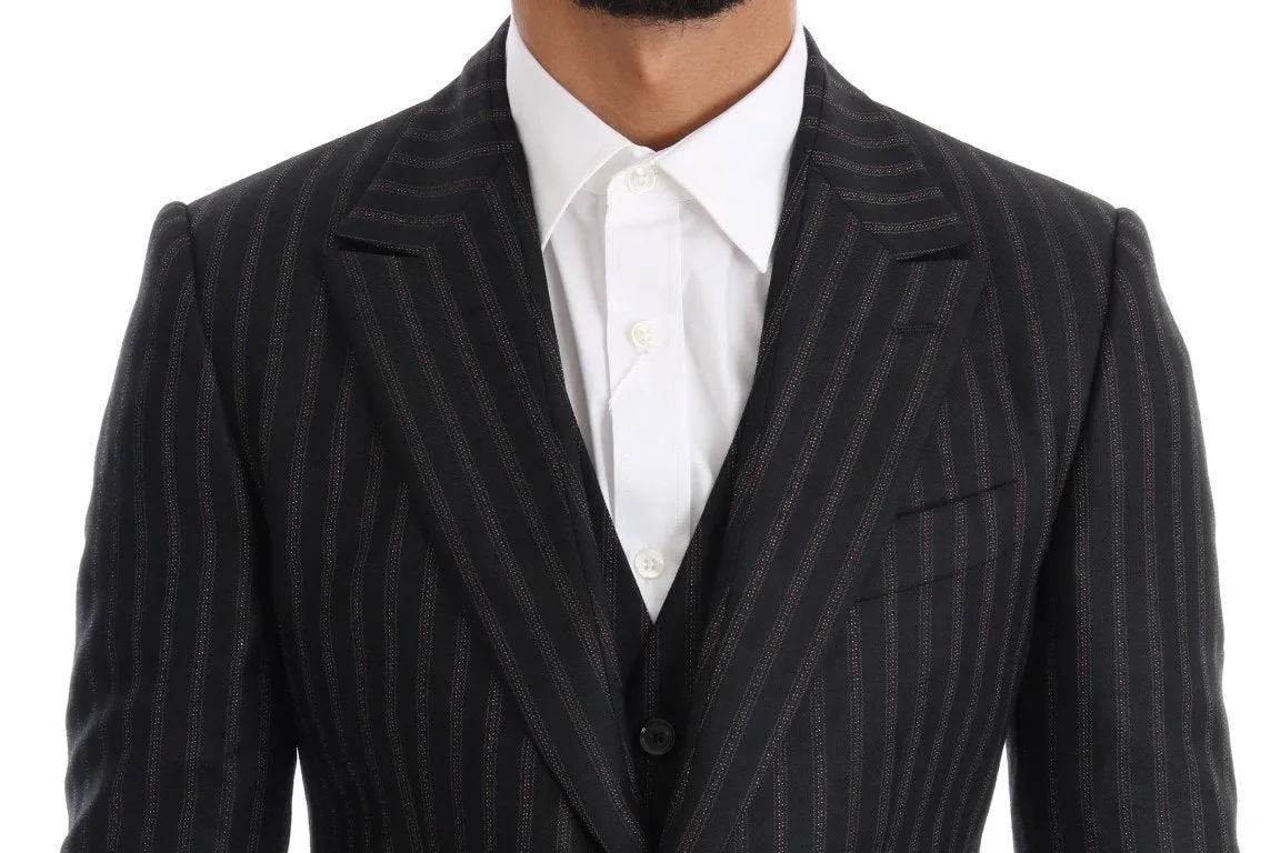 Black Striped 3 Piece Slim Fit Suit