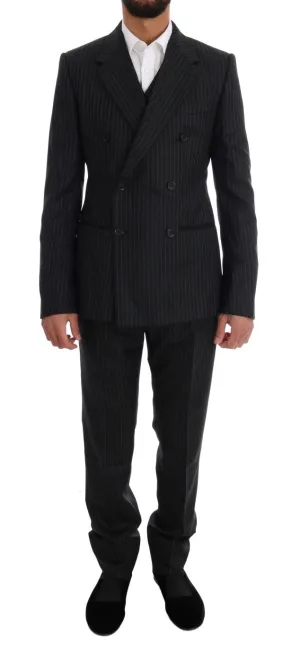 Black Striped Double Breasted 3 Piece Suit
