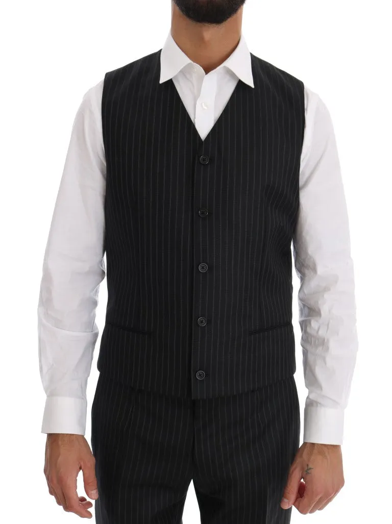 Black Striped Double Breasted 3 Piece Suit