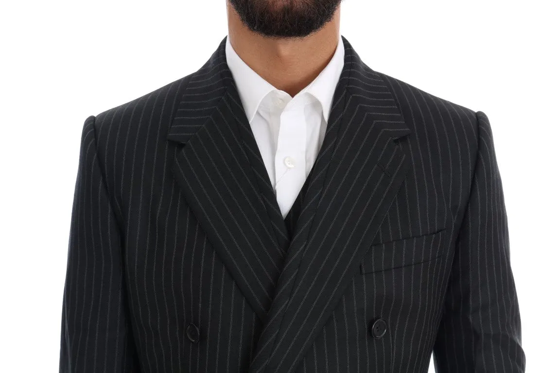 Black Striped Double Breasted 3 Piece Suit