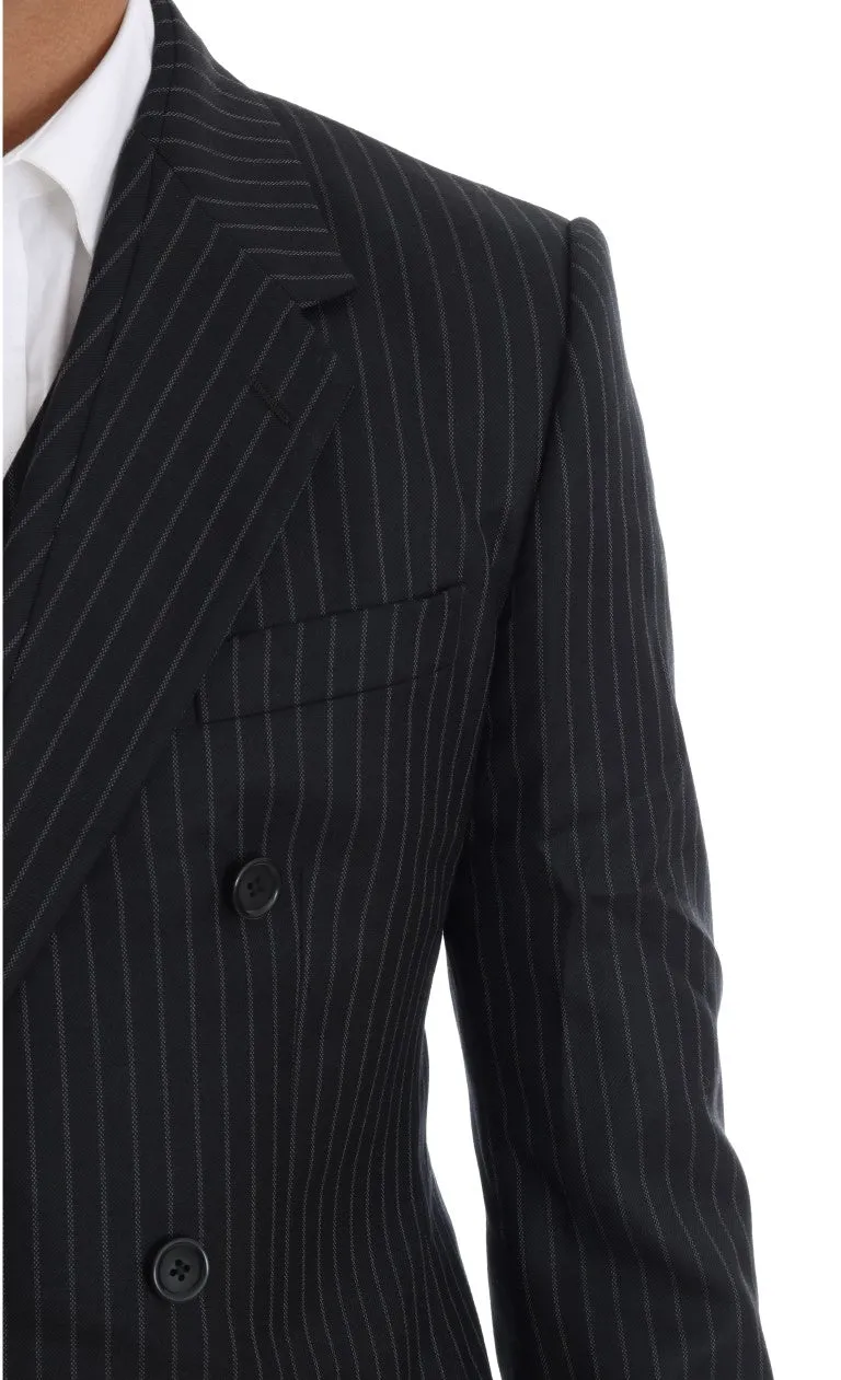 Black Striped Double Breasted 3 Piece Suit