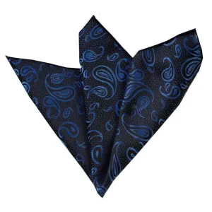 Black w/Blue Pocket Square for Men - Premium Silk Handkerchiefs for Suits