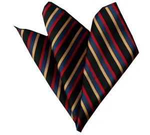 Blue Black Multi Stripes Pocket Square for Men - Premium Silk Handkerchiefs for Suits
