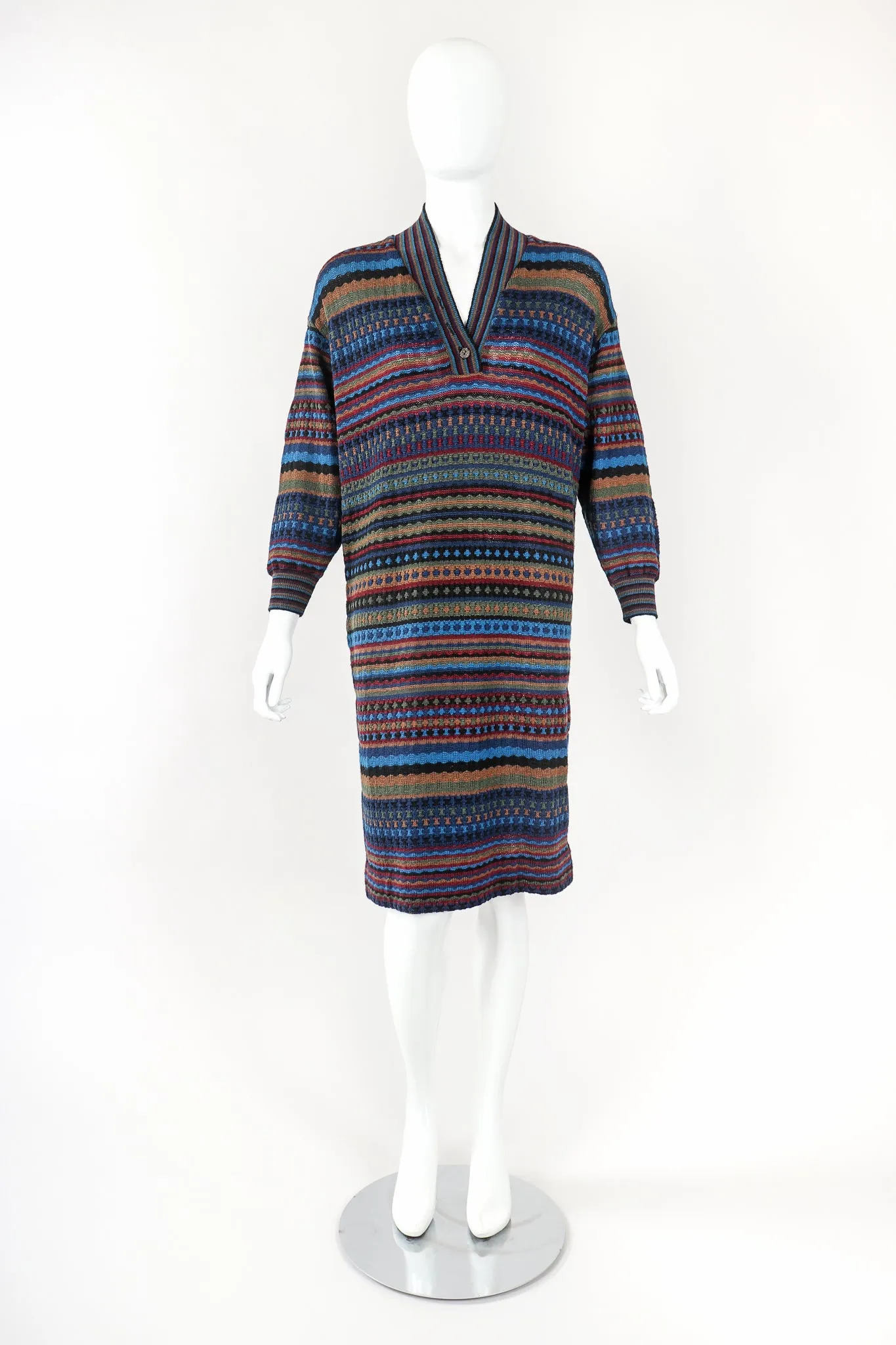 Blue Dobby Stripe Sweater Dress
