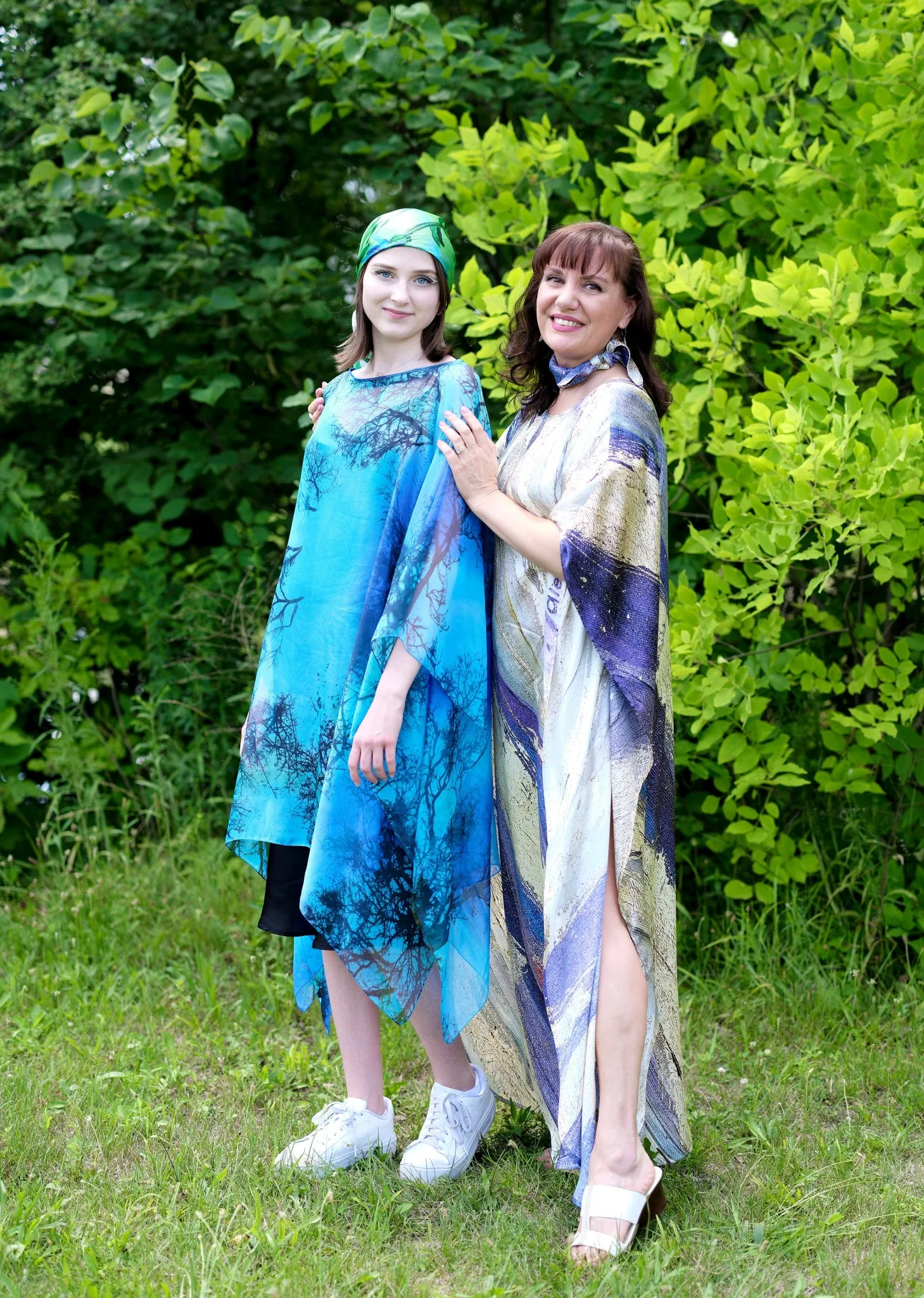 BLUE DREAMS 100% Silk Short Art-A-Porte Caftan