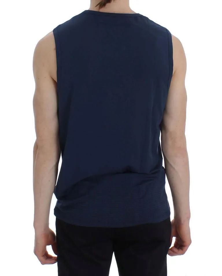 Blue Modal Stretch Sleeveless Underwear T-shirt