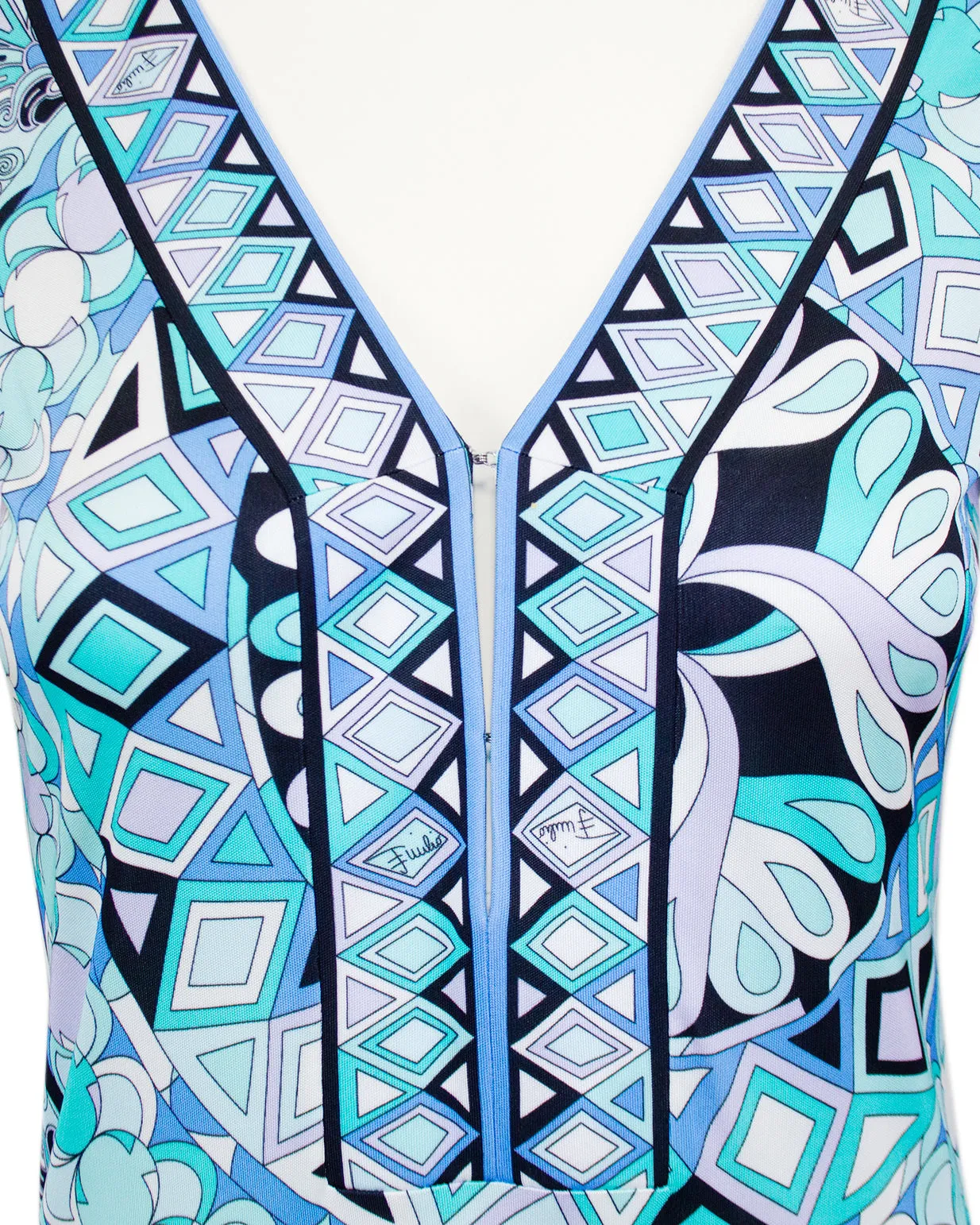 Blue Printed Long Sleeve Dress