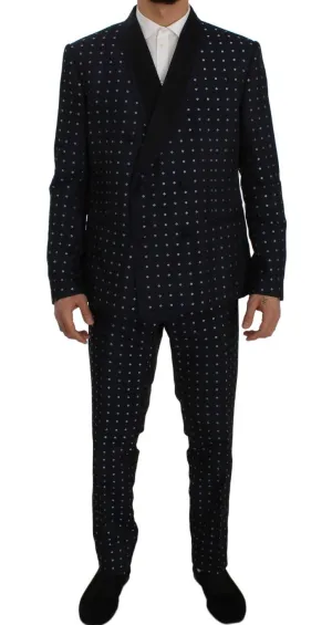 Blue Silk Fantasy Slim Fit 3 Piece Suit